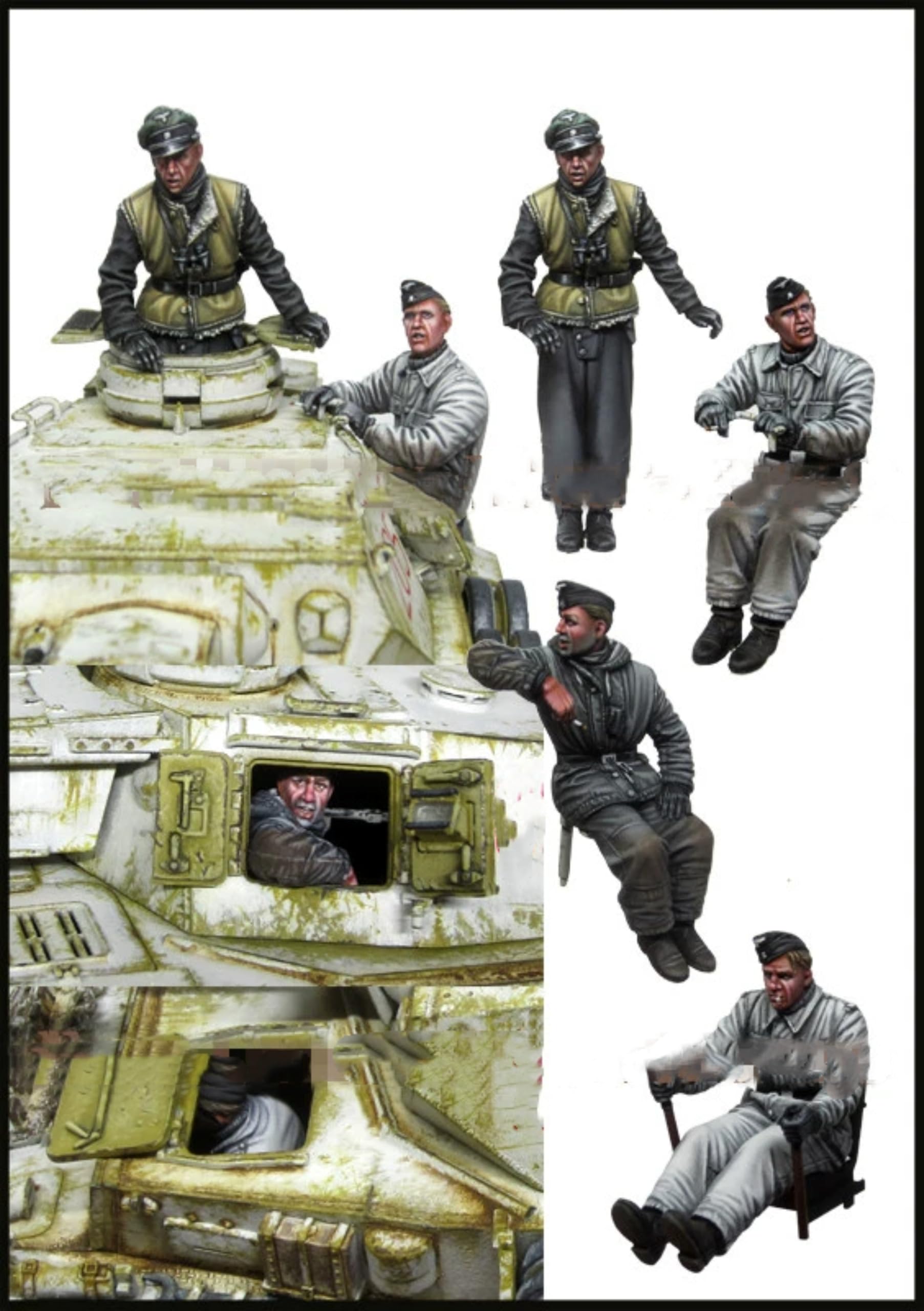 TRUEGRIS 1/35 WWII German Tank Soldier Resin Model Kit Unpainted and Unassembled (4 people, no tank) //k5w3J17