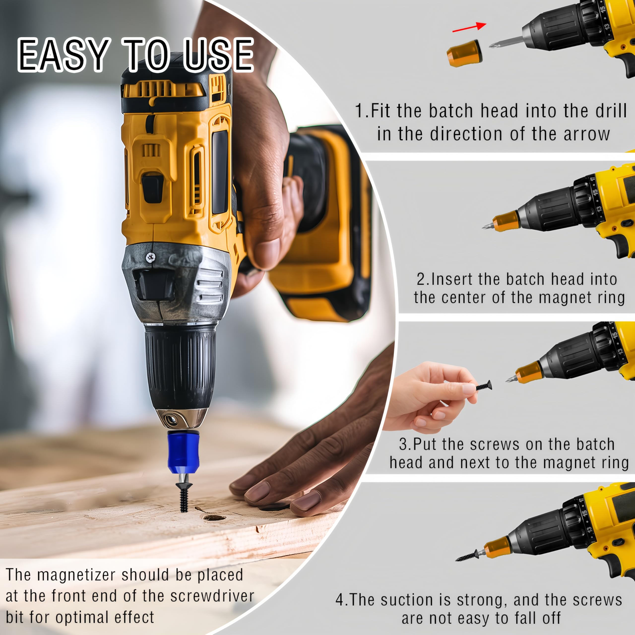 3PCS Magnetic Screw Ring,1/4"(6.35 mm) Universal Magnetic Screw Holder,Removable Magnetic Bit Holder,Screwdriver Head Magnetic Ring,Magnetic Drill Bit Holder for Hex Screwdriver and Power Bits — Amazon image 3