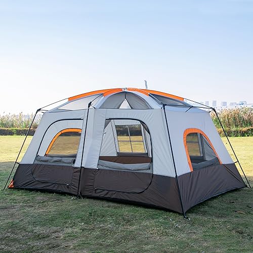 Miniatura 2 de KTT Large Family Cabin Tent 10-12 Person,14.1X10X6.58ft,2 Rooms,3 Storage Pockets,2 Bay-Windows 3 Doors and 3 Windows with Mesh,Straight