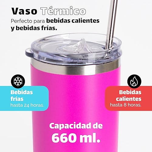 Miniatura 3 de NORDAY  Vaso con tapa y popote  Skinny 22oz  Aqua  Vaso aislado  Vaso aislado  Vaso de acero inoxidable  Vaso de café de doble pared  Mantiene la