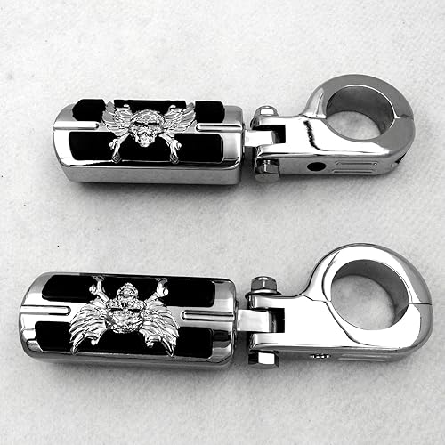 Miniatura 2 de -Wing Skull Zombie Shape 1 12" Highway Stiletto 4475 Pies Pinzas P Compatible con Harley Sportster Touring Cuerpo Negro Goma Negro Producto de