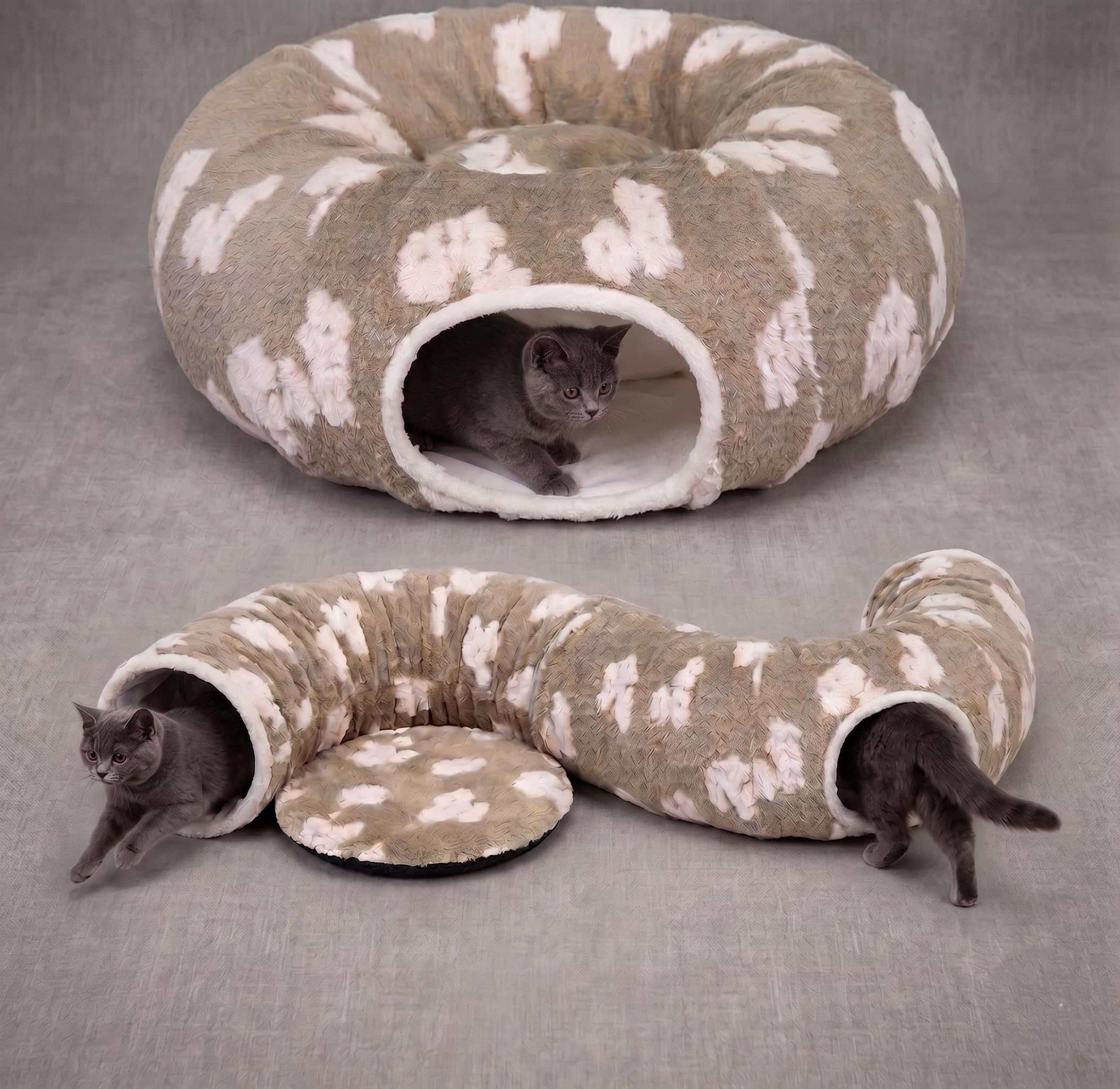 Pesen Cama de túnel de Navidad para gatos con cojín suave, juguetes para gatos de interior que mejoran la unión entre mascotas y propietarios, fomentan la exploración y satisfacen los instintos