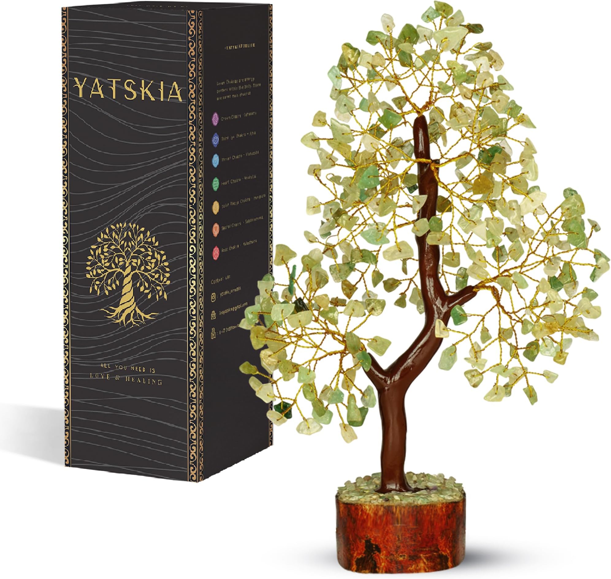 Green Jade Stone - Tree of Life, Bonsai Jade Tree, Crystal Tree, Artificial Trees, Green Jade Healing Money Tree, Crystal Money Tree, Chakra Gifts