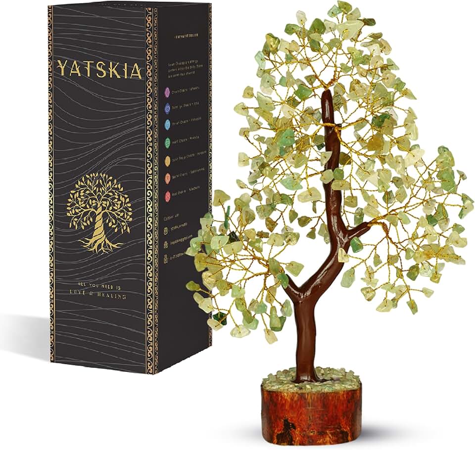 Green Jade Stone - Tree of Life, Bonsai Jade Tree, Crystal Tree, Artificial Trees, Green Jade Healing Money Tree, Crystal Money Tree, Chakra Gifts