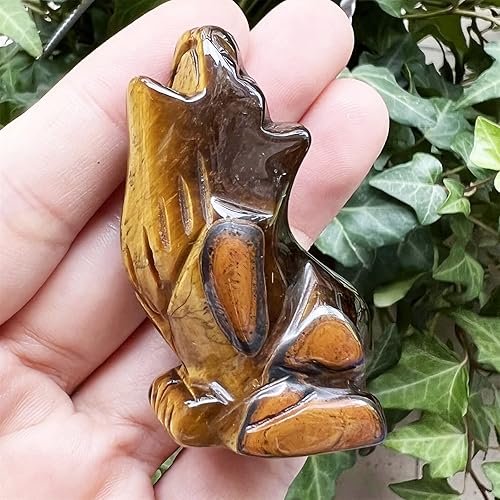 Miniatura 4 de Hslutiee Estatua de lobo sentado de piedra de 2 pulgadas, escultura de animales de cristal curativo tallada a mano, decoración de escritorio para el