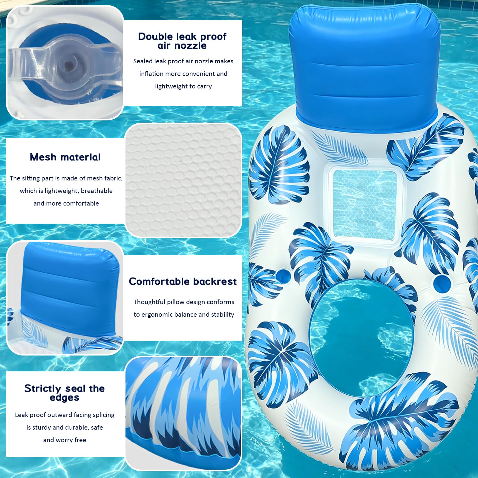 Mata do basenu LED, świecący nadmuchiwany pływak z oparciem, mata plażowa dla dorosłych, Hnflatable Pool Mattress, pływaki basenowe dla dorosłych