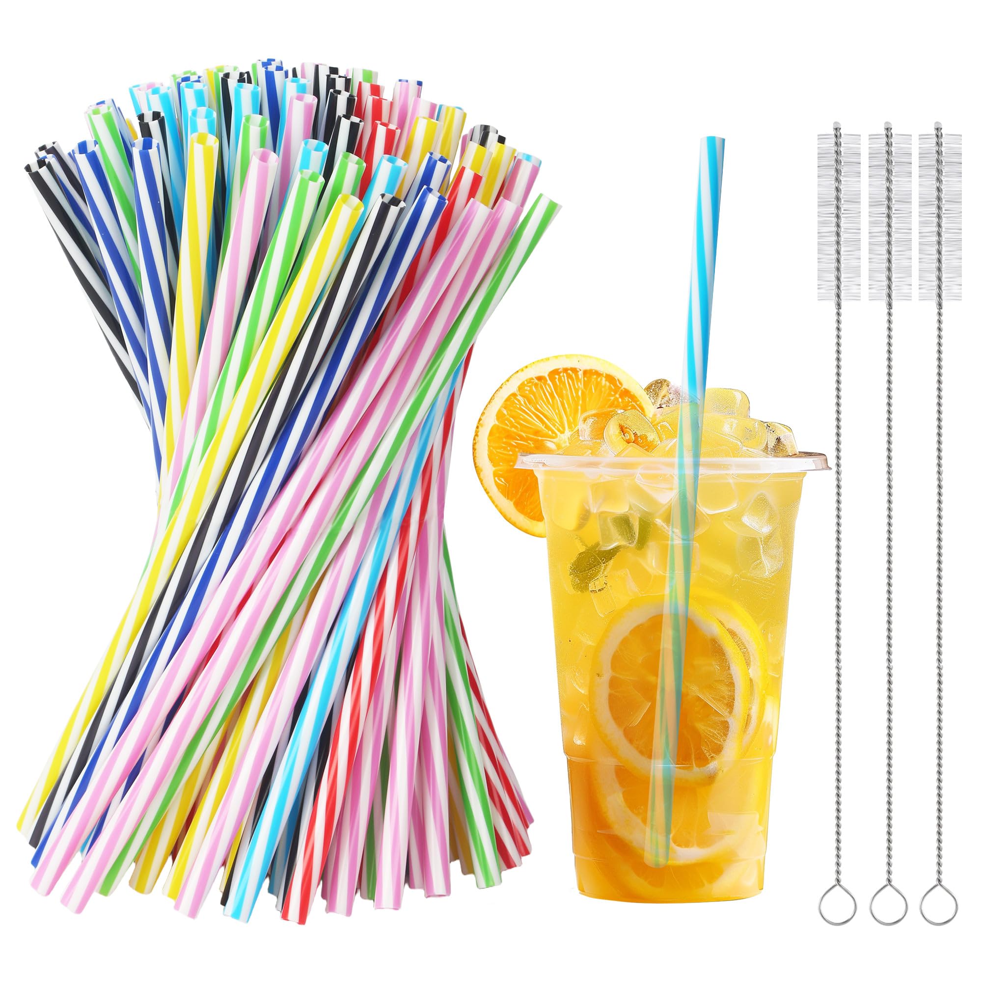 Pailles Réutilisables En Plastique - 12 Pièces Colorées Avec Brosse - Longueur 23 Cm - Pour Fêtes, Maison, Bar - 11