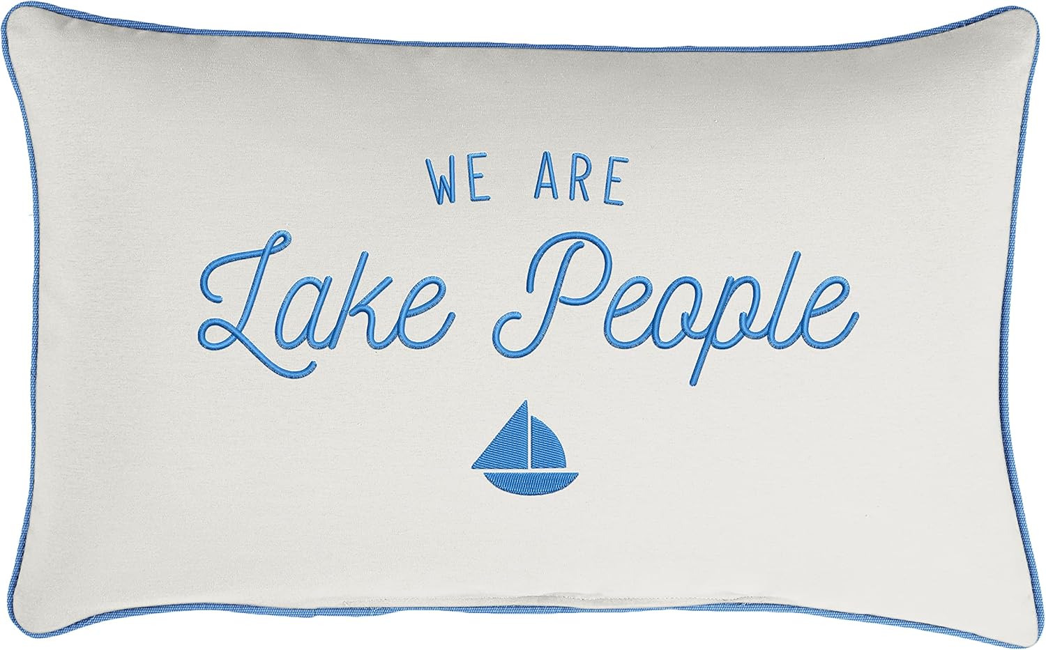 Sorra Home Trupedic Indoor/Outdoor Tan Lumbar Embroidered Pillow We are Beach People