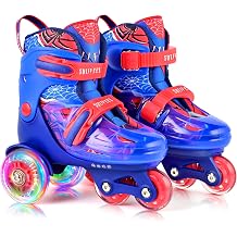 SULIFEEL Adjustable Roller Skates for Girls Boys Kids,Fun Illuminating Light Up Flash Wheels Three-Point Type Balance Suitable for Beginners Indoor Roller Skating