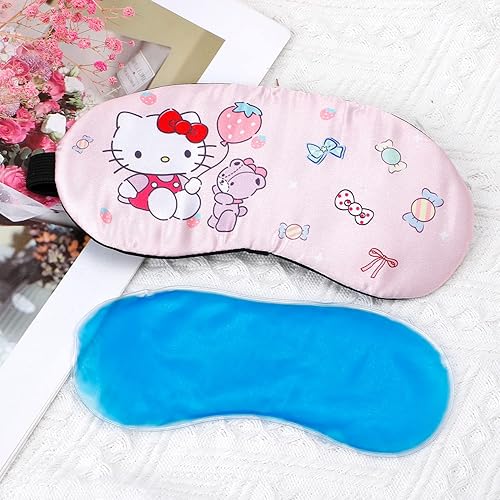 Miniatura 5 de Hello Kitty - Antifaz para dormir con gatito y gato, antifaz para dormir, 100% opaca, para dormir, venda nocturna para mujeres (kit SM-1)