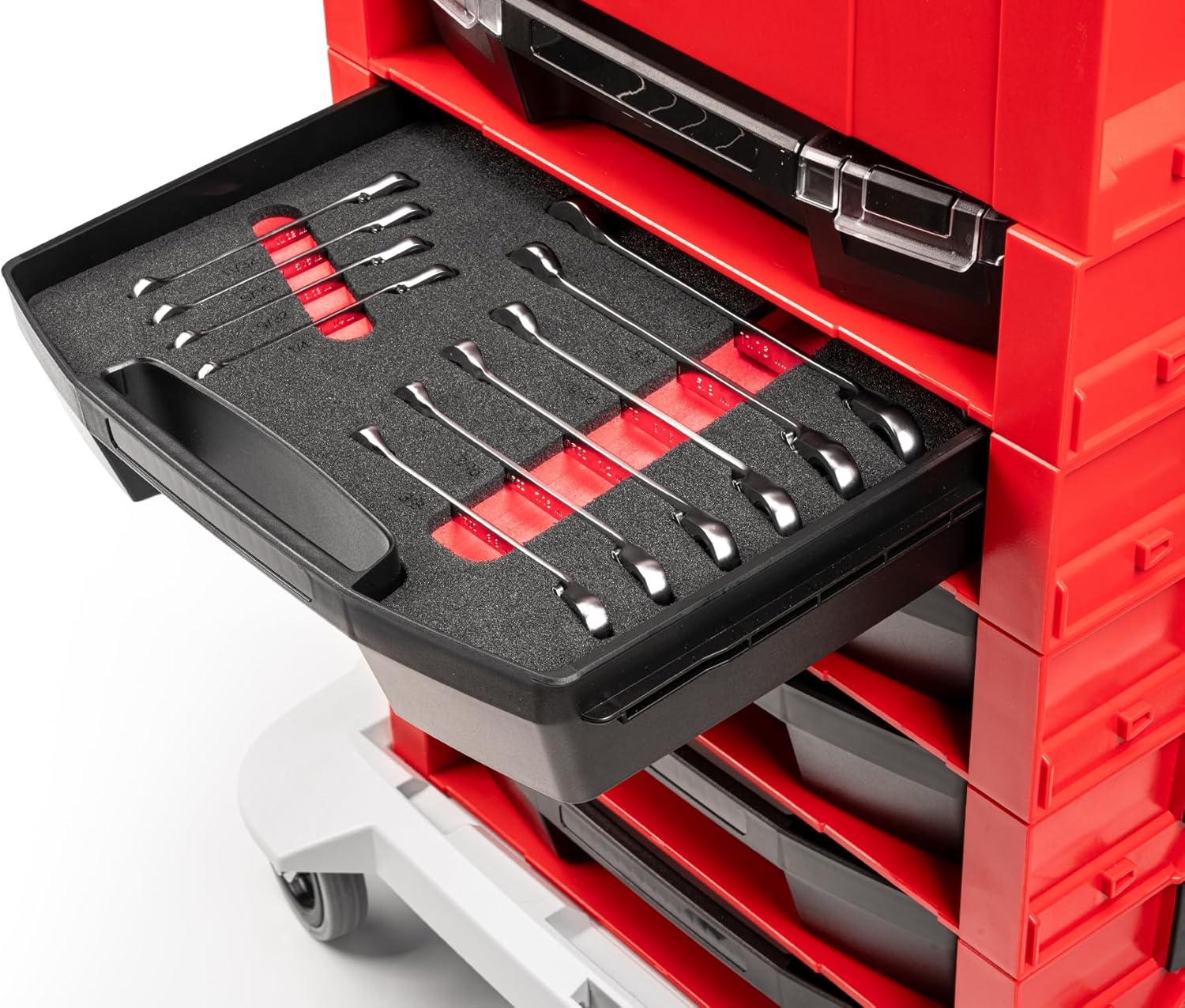 TEKTON Reversible 12-Point Ratcheting Combination Wrench Set with Open Top Drawer and Rack, 11-Piece (1/4-3/4 in.) | OLB94203
