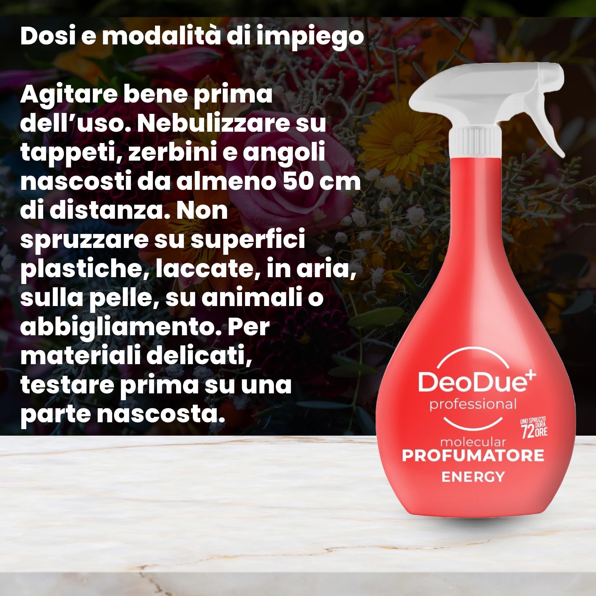 DeoDue+ Professional Energy 6 x 600 ml – Ambientador bifásico, cada espray dura hasta 72 horas y neutraliza los malos olores – Notas frutos rojos