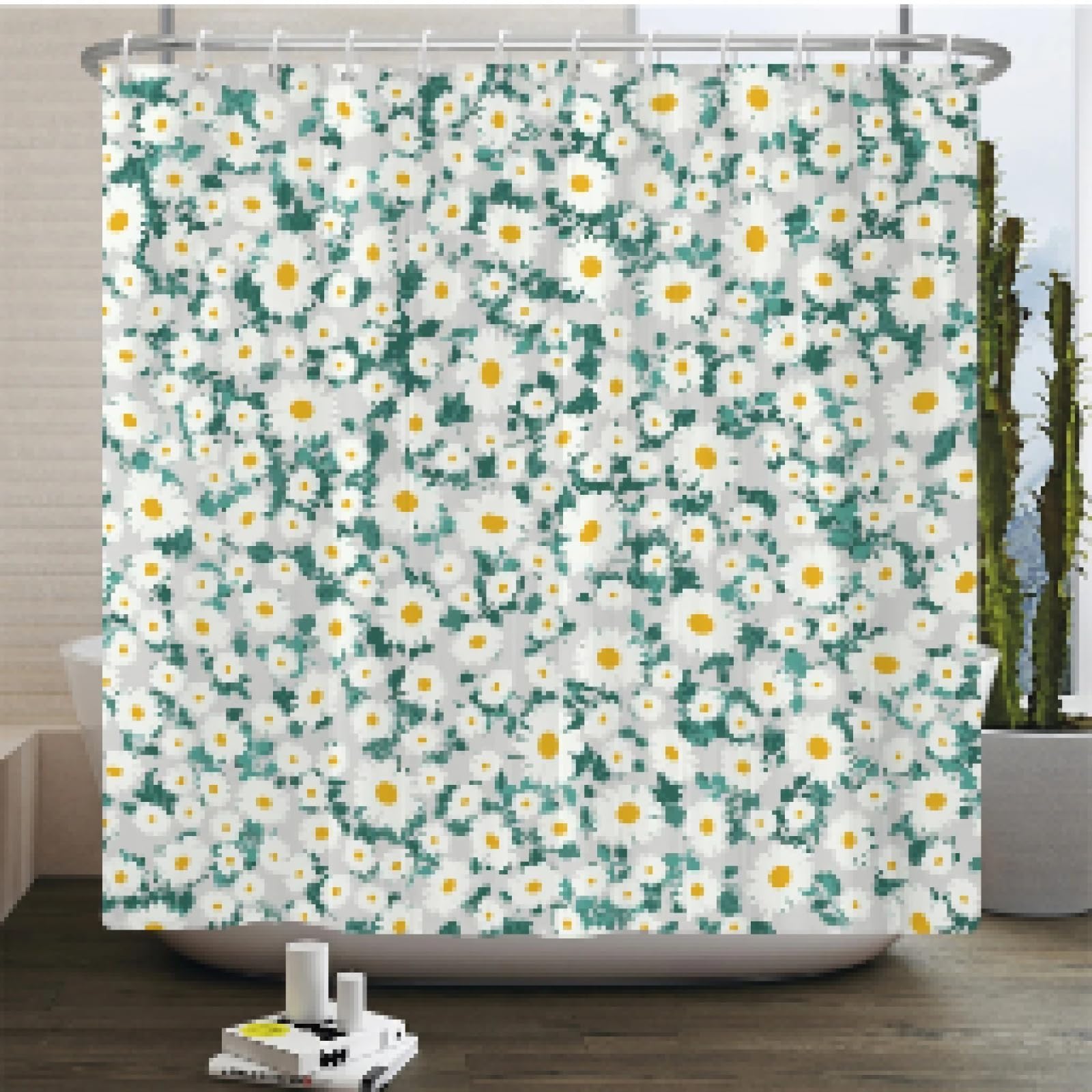 Rideau de douche fleurs fraîches pour une salle de bain zen