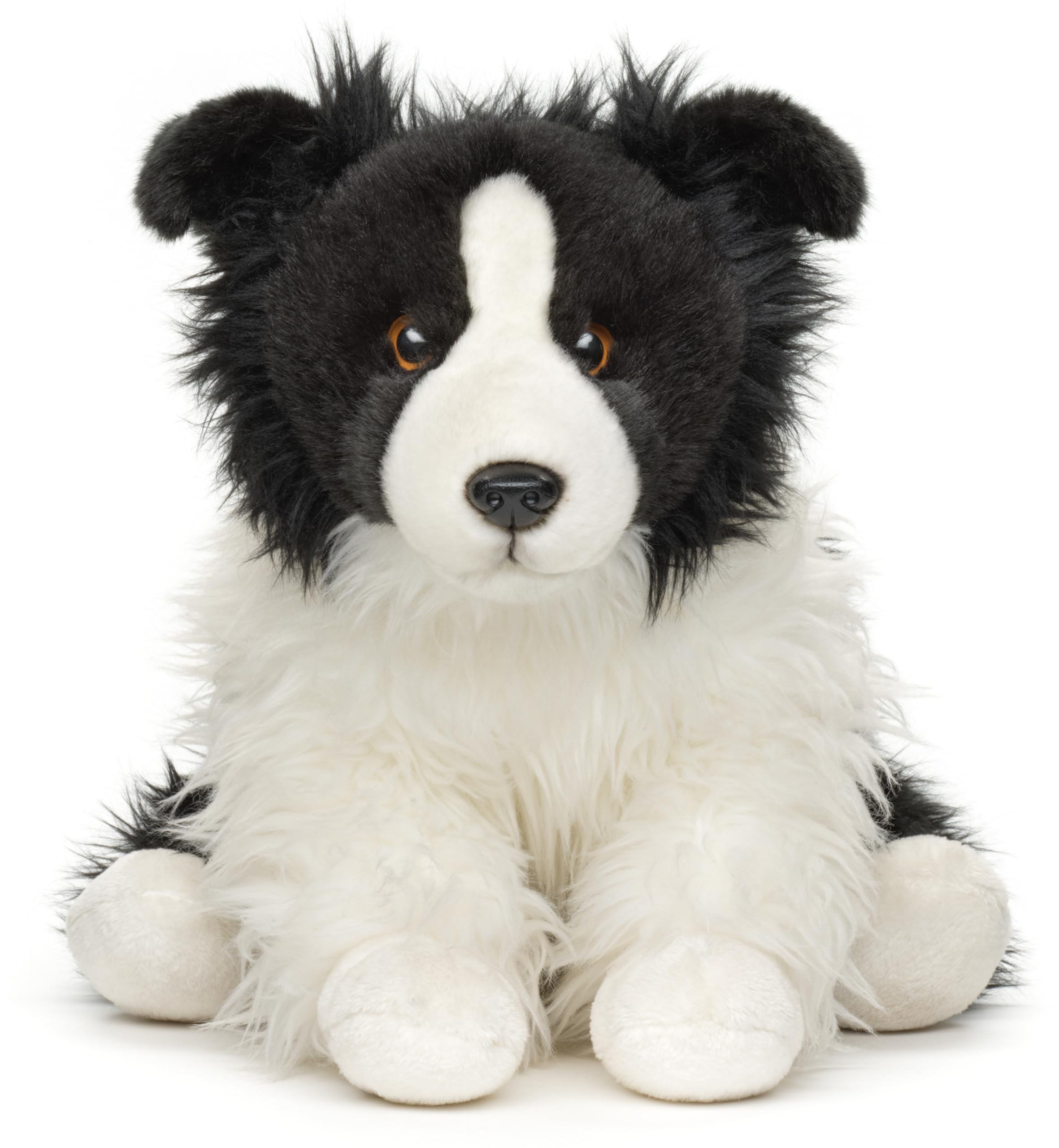 Uni-Toys - Border Collie Noir et Blanc Assis (sans Laisse) - 26 cm (Hauteur) - Chien en Peluche - Peluche, Doudou