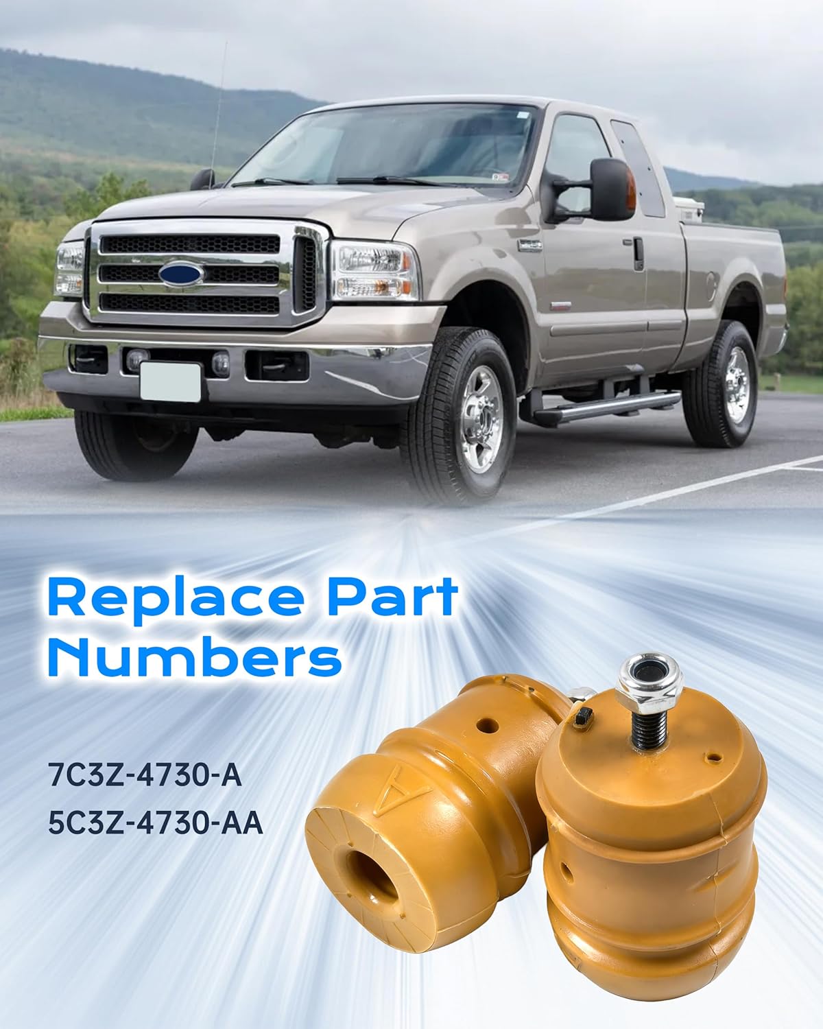 2PCS 7C3Z-4730-A Rear Bump Stop Fit for Ford F250 Super Duty 2005-2016 2020-2022 F350 Super Duty 2005-2022