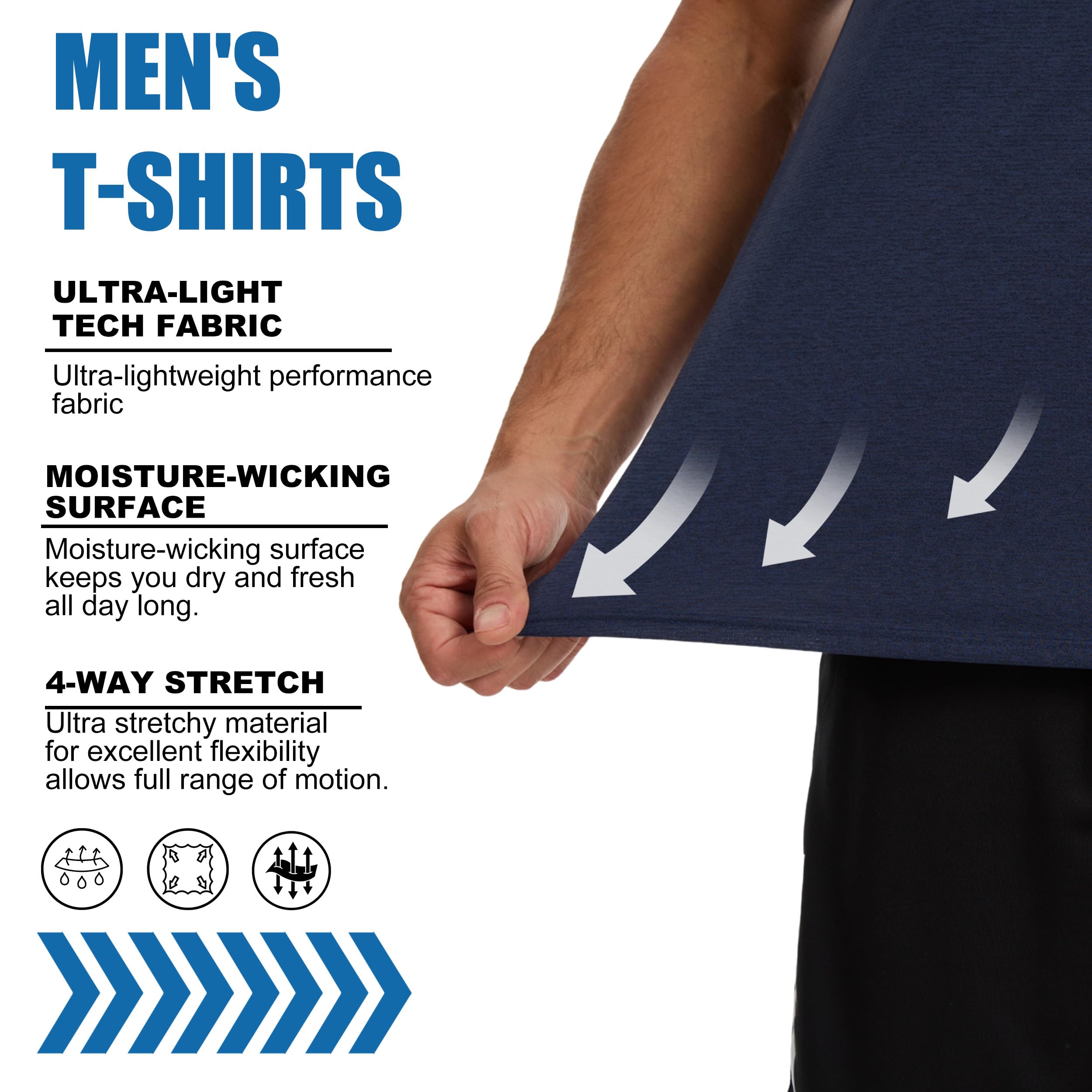 AMZSPORT 1/3/5 Pezzi T-Shirt Sportive da Uomo a Girocollo Traspiranti e Maniche Corte Maglietta Manica Corta Asciugatura Rapida Traspirante Palestra Running Trekking