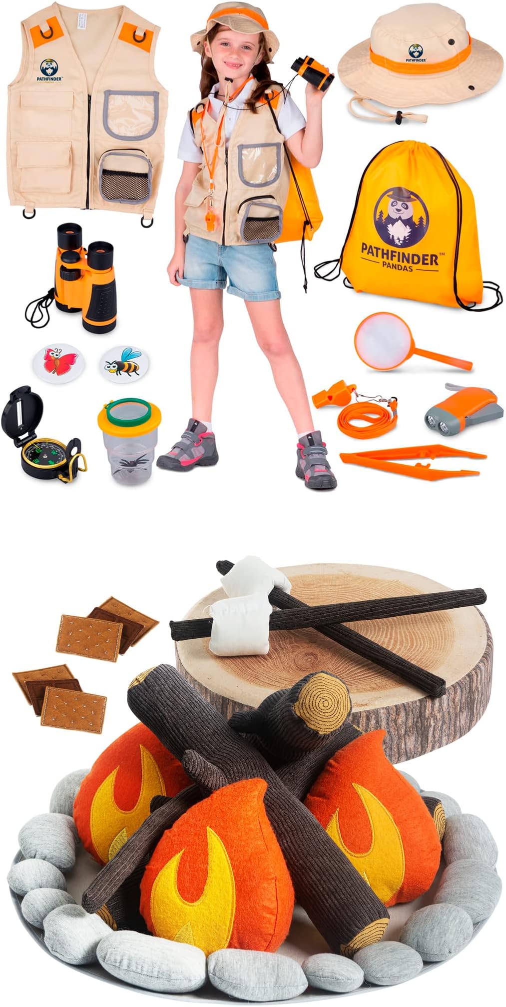 PATHFINDER PANDAS Kids Explorer Kit & Pretend Campfire Playset for Kids