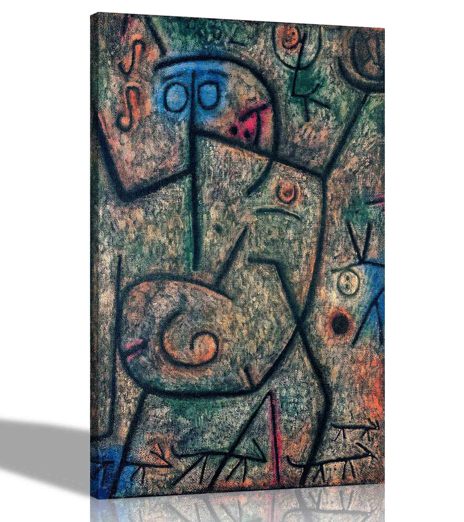 Artley Prints - Oh! These Rumors! by Paul Klee Canvas Wall Art | Expressionism Pictures for Living Room, Bedroom, Office 86 x 61cm (34 x 24 inches) A1