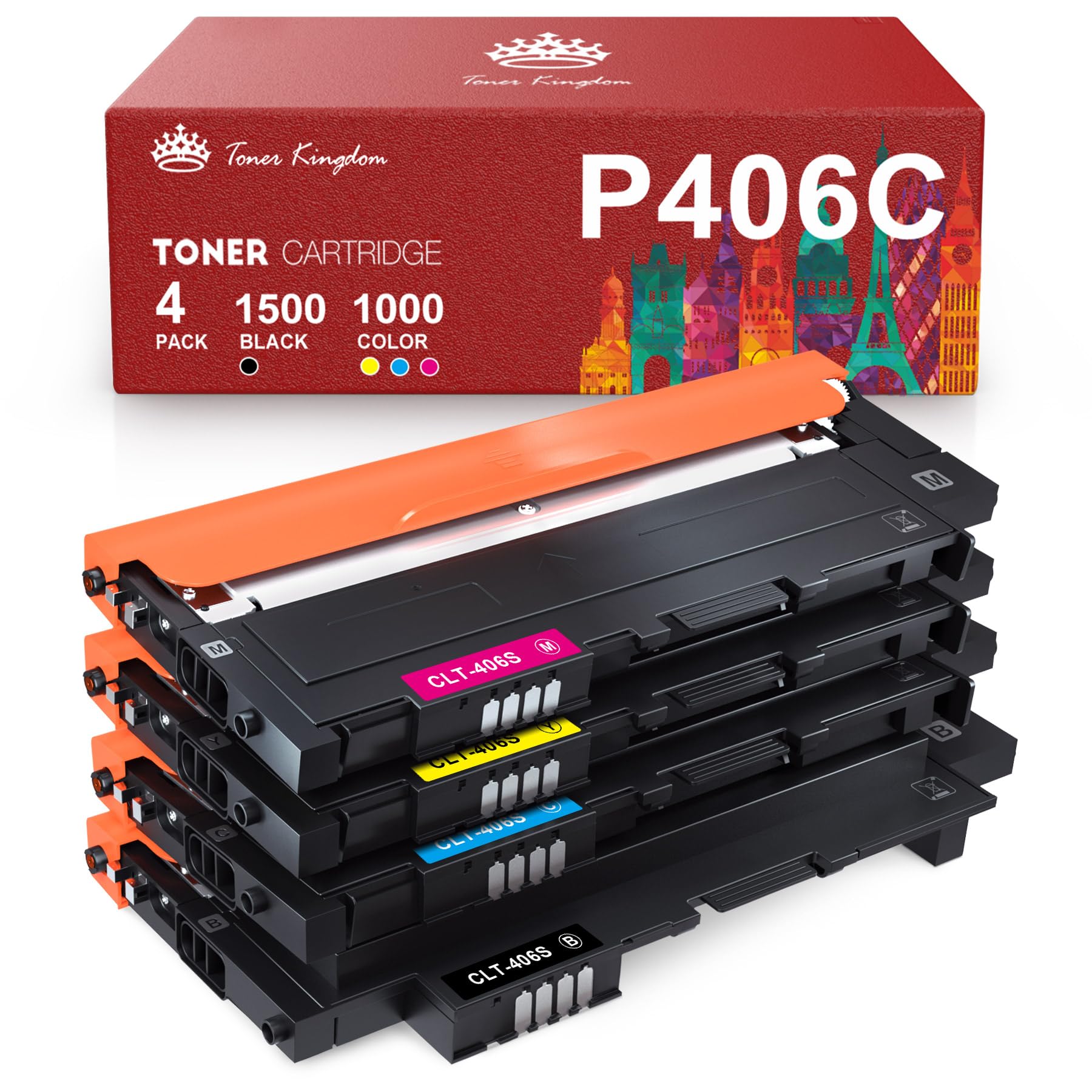 Toner Kingdom Replacement Compatible with Samsung CLT-406S CLT-P406C CLT-K406S Toner for Samsung Xpress SL C410W C460FW C460W C463W CLP-360 360N CLP-365 365W CLX-3300 CLX-3305 CLX-3305W