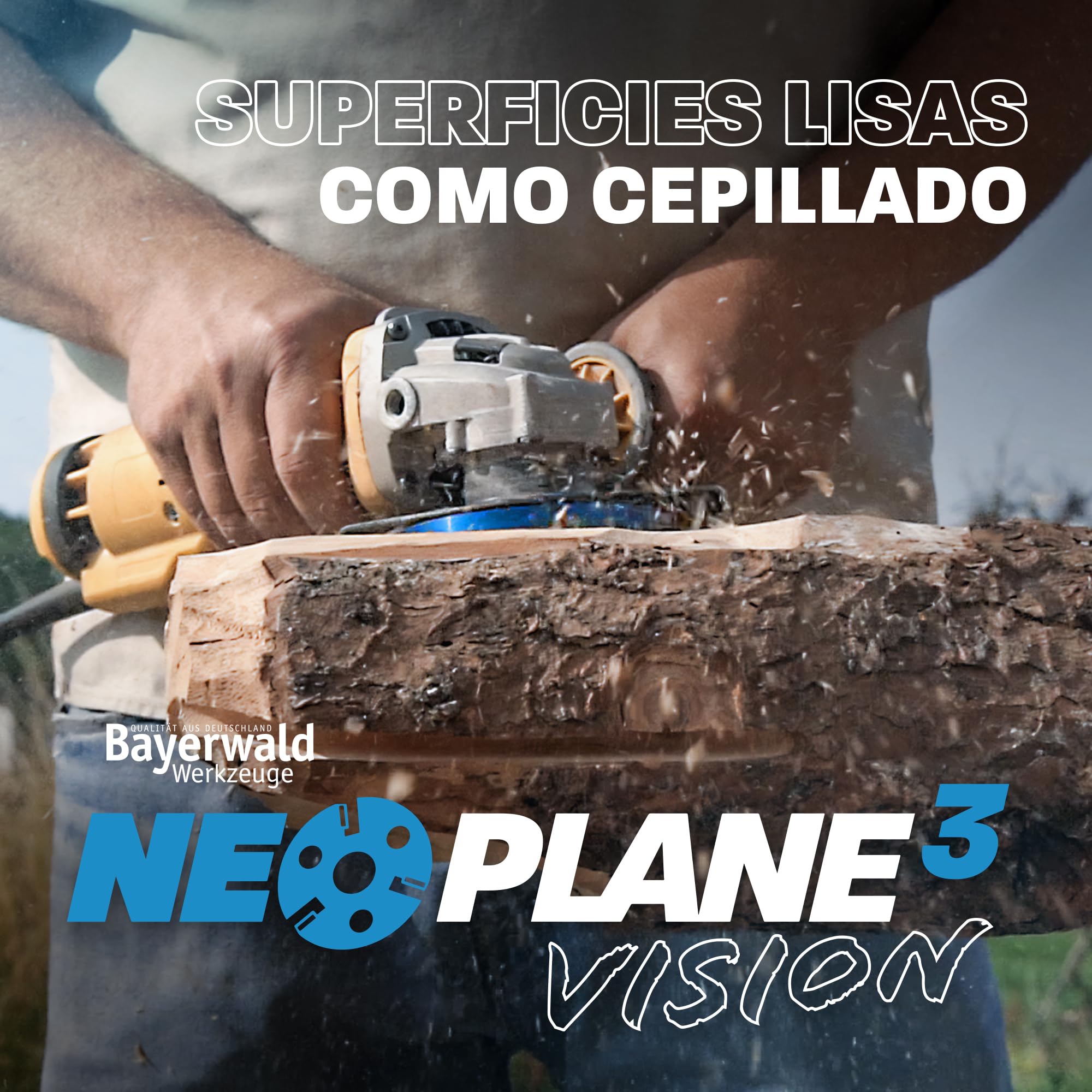 Bayerwald Werkzeuge NeoPlane - Disco de madera para amoladora angular - Disco madera Ø 100 mm - Dientes de carburo TiN intercambiables, larga vida útil