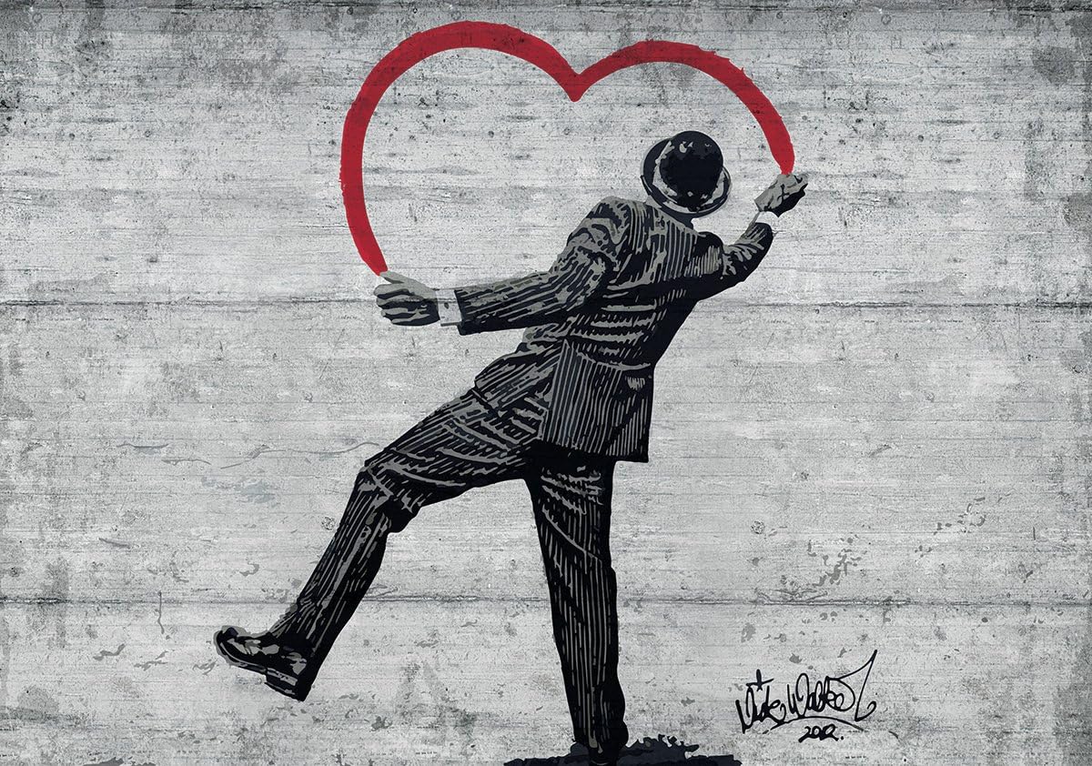 DELESTER - 2898 Vexxxl Banksy street Art of the Wallpaper Wall Mural composed of 416 x 4-Grey 254 cm