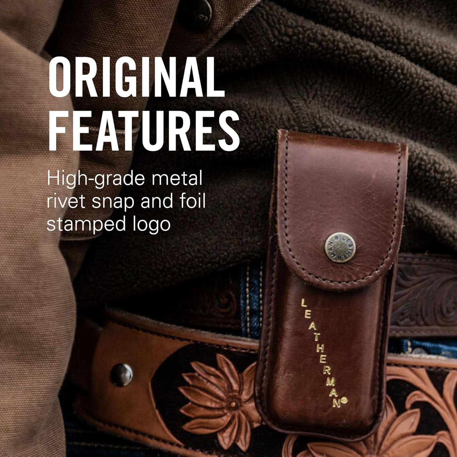 LEATHERMAN, Heritage Leather Snap Sheath for Multi-Tools, Brown, Medium - Image 5