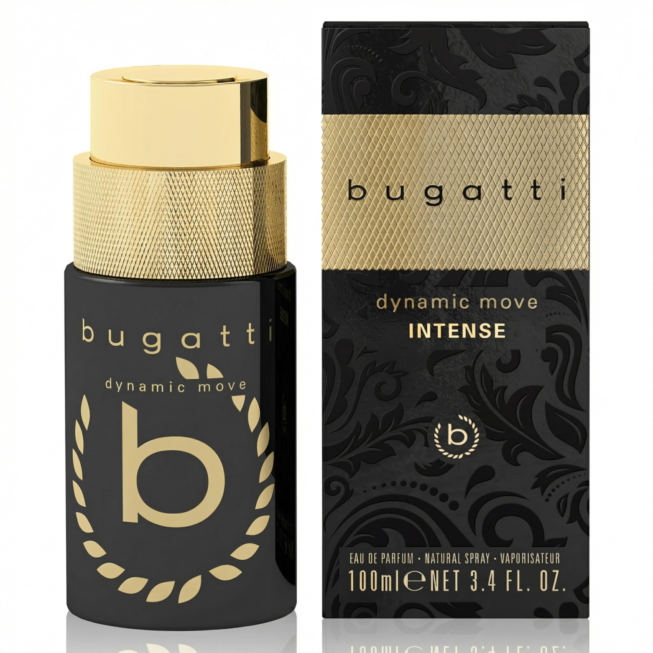 bugatti dynamic move intense Parfum pour homme 100 ml I Eau de toilette ambrée épicée I Parfum pour homme avec nuances de citron, noix de coco, patchouli, vanille et bois de santal I Parfum souverain
