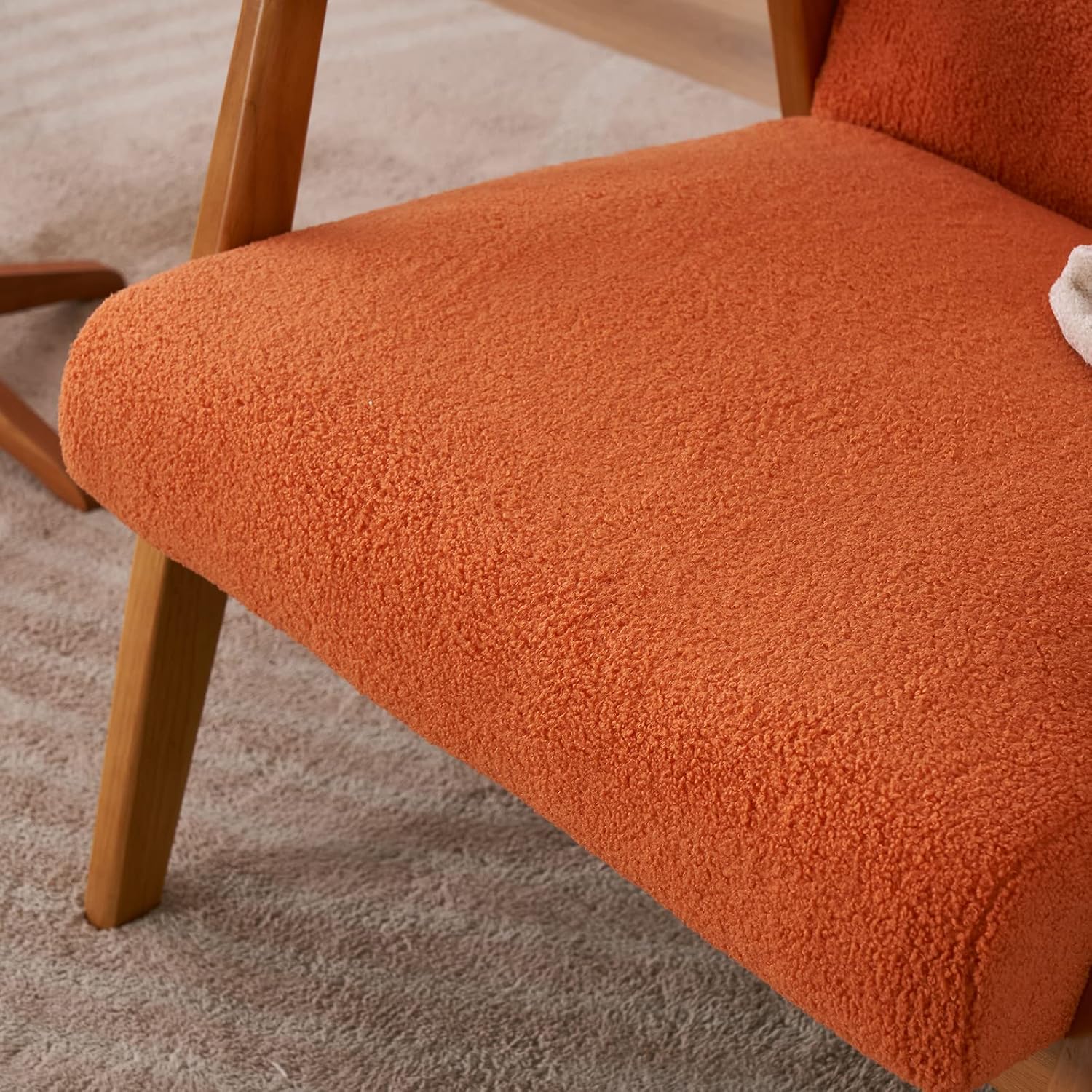 Office Guest Chairs & Reception Chairs Guest Chairs Office Chair Reception Waiting Room Armchair with Wooden Legs Single Sofa Home Seating, Orange