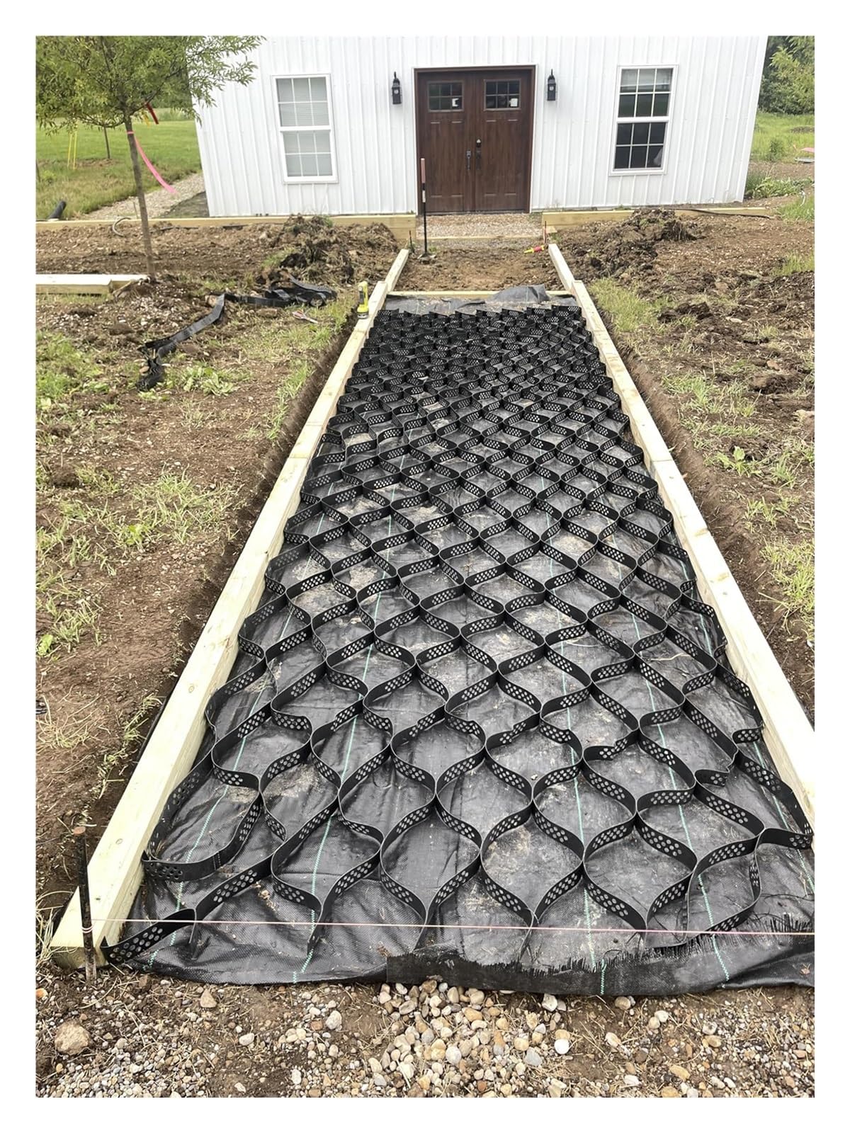 4" Thick Pea Gravel Stabilizer Grid for Walkway/Driveway/Landscaping/Pathway 30ft Long Ground Grid Flexible Geogrid for Steep Hillside Erosion Control