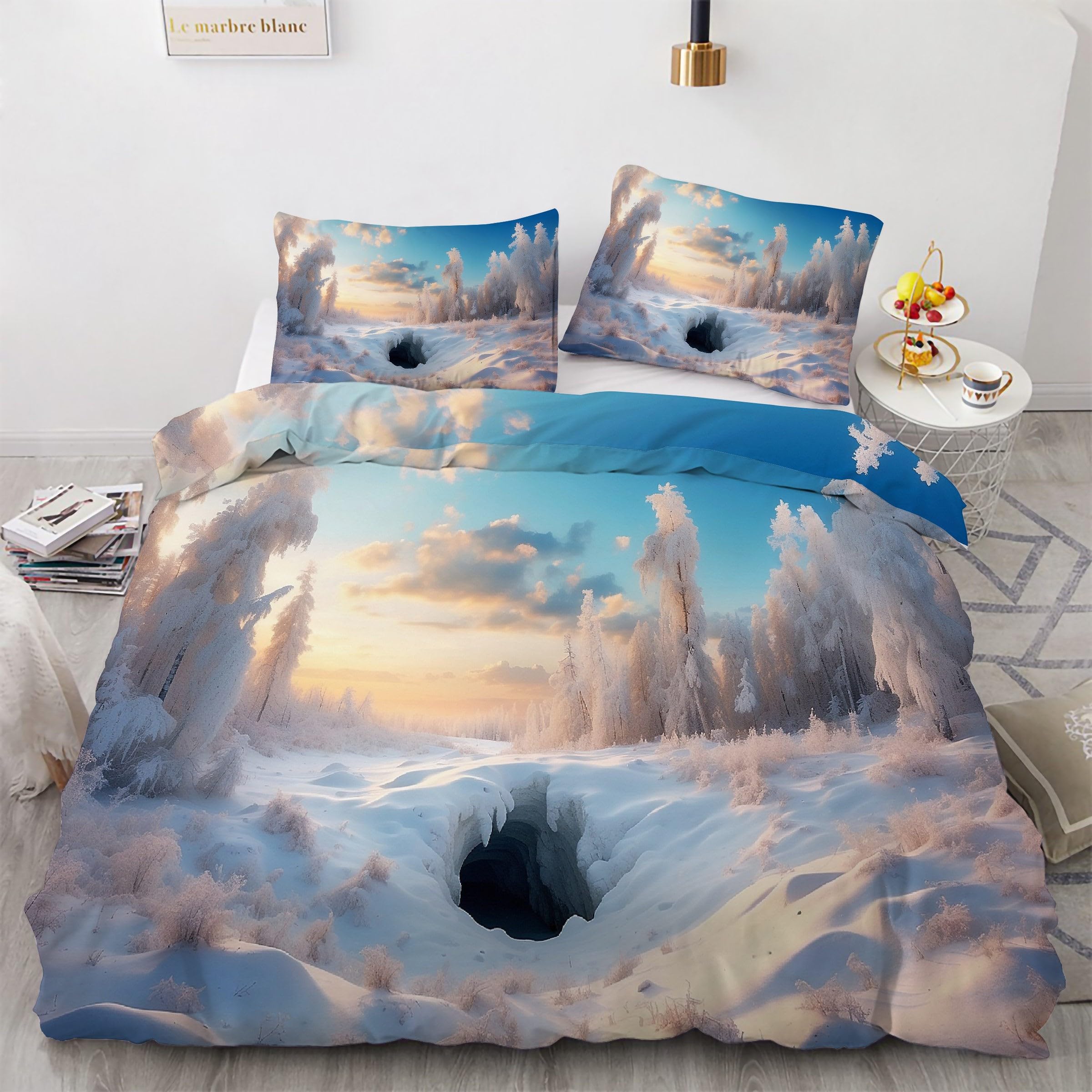 Housse de couette en microfibre douce anti-plis avec zip invisible