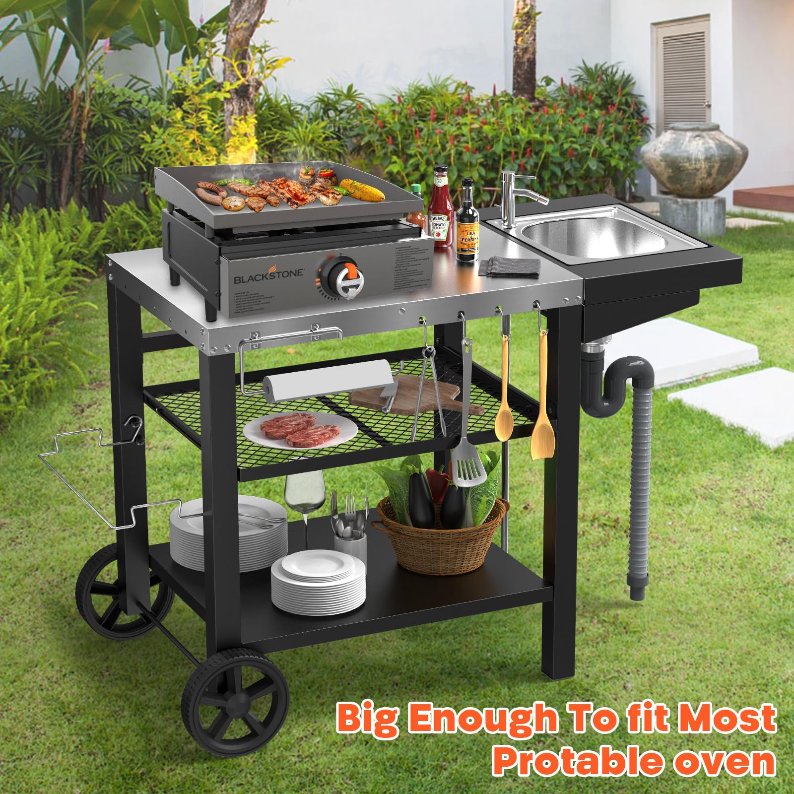 Grilltisch für Ninja Woodfire: Grill-Rollwagen