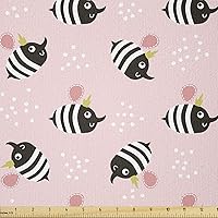 Vista 106 de Ambesonne Tela de Mariposas por Yarda, Patrones de Mariposas Estacionales Alegres Selva Tropical Naturaleza Salvaje Ilustración, Tela Decorativa