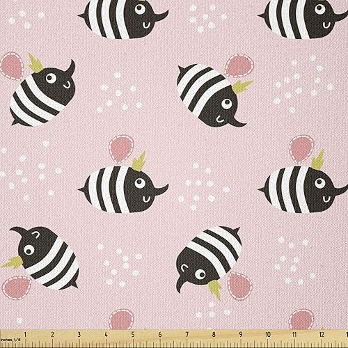 Miniatura 106 de Ambesonne Tela de Mariposas por Yarda, Patrones de Mariposas Estacionales Alegres Selva Tropical Naturaleza Salvaje Ilustración, Tela Decorativa