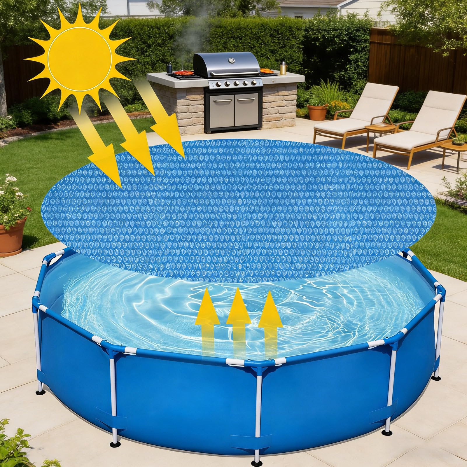 Sonnenbetriebene Poolabdeckung, kreisförmige Wärmespeicherung, Isolierungsschild im Boden, energiesparend, Schutz für Wasserheizung, Schwimmzubehör
