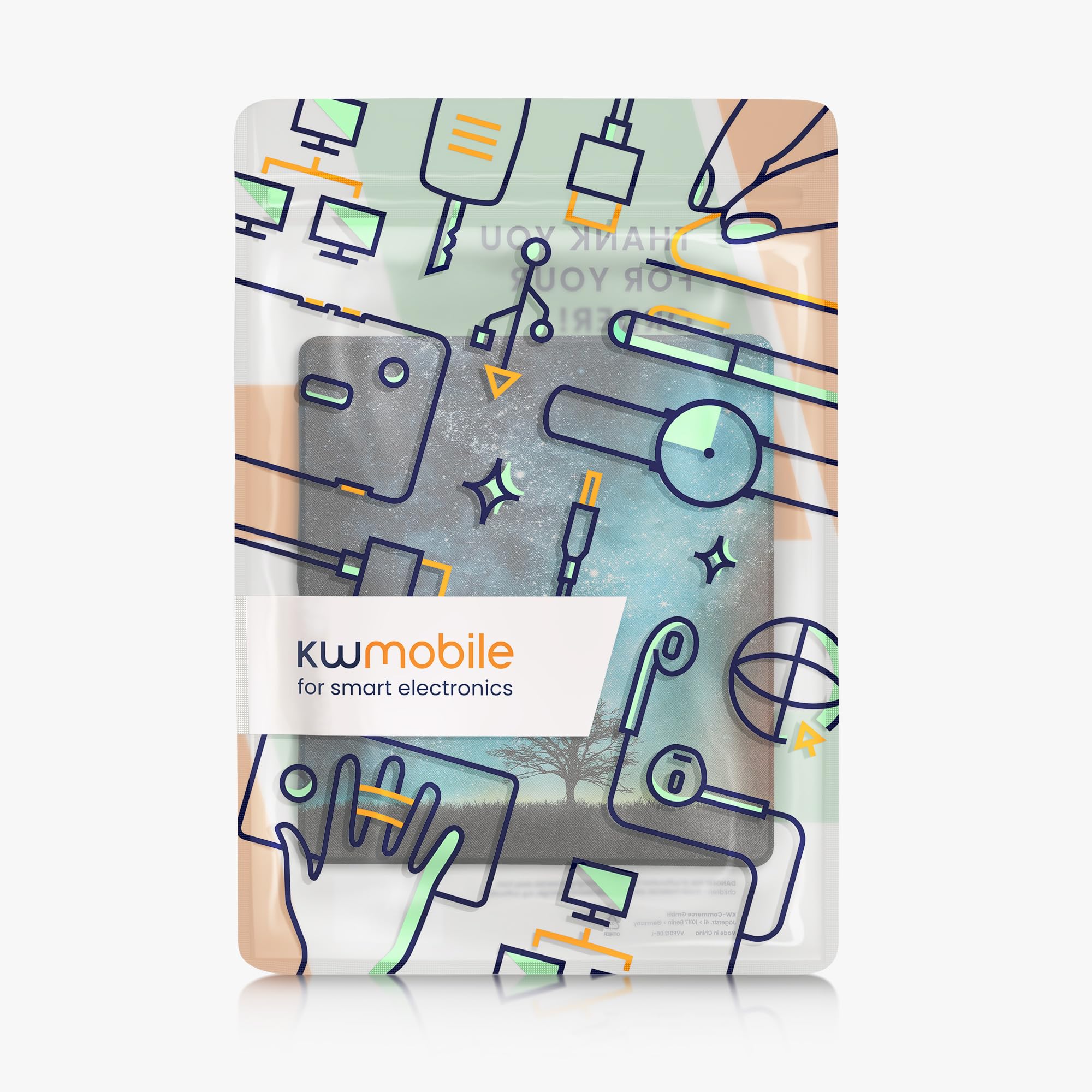 kwmobile Carcasa Compatible con Amazon Kindle Scribe (2024) Funda - Funda con Tapa y Cierre magnético de Cuero sintético - árbol y Estrellas