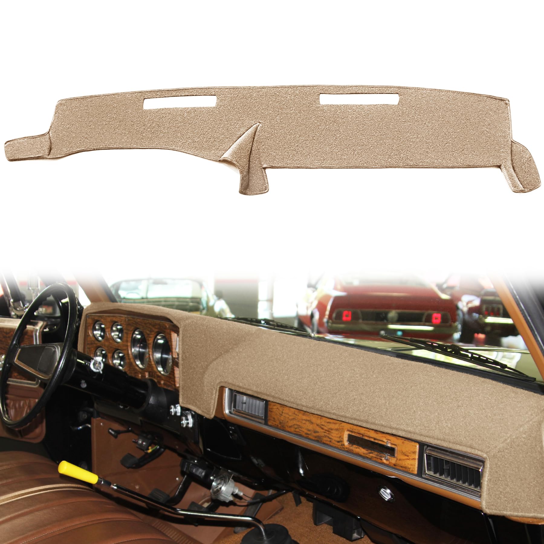 Yiz Dash Cover Mat Custom Fit for 1973-1980 Chevy Chevrolet C10 C20 C30 K10 K20 K30 Suburban K5 Blazer Pickup,GMC Jimmy C/K 15 25 35 1500 2500 Suburban Sierra,Dashboard Pad Carpet(73-80 Beige) J74