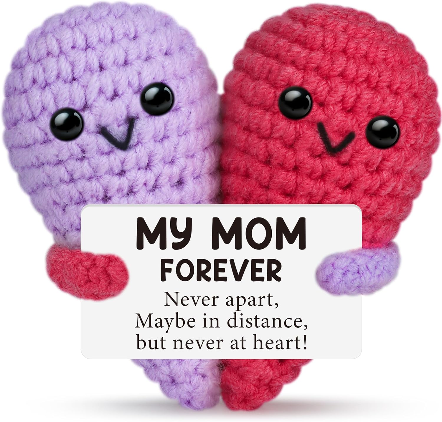 Funny Crochet Heart Mom Christmas Birthday Gifts,My Forever Best Ever Mom Gifts from Daughter Son,Unique Stocking Stuffers Ideas for New Step Bonus Mama Mother in Law,Cute Small Handmade Knitted Decor - Image 1 of 8