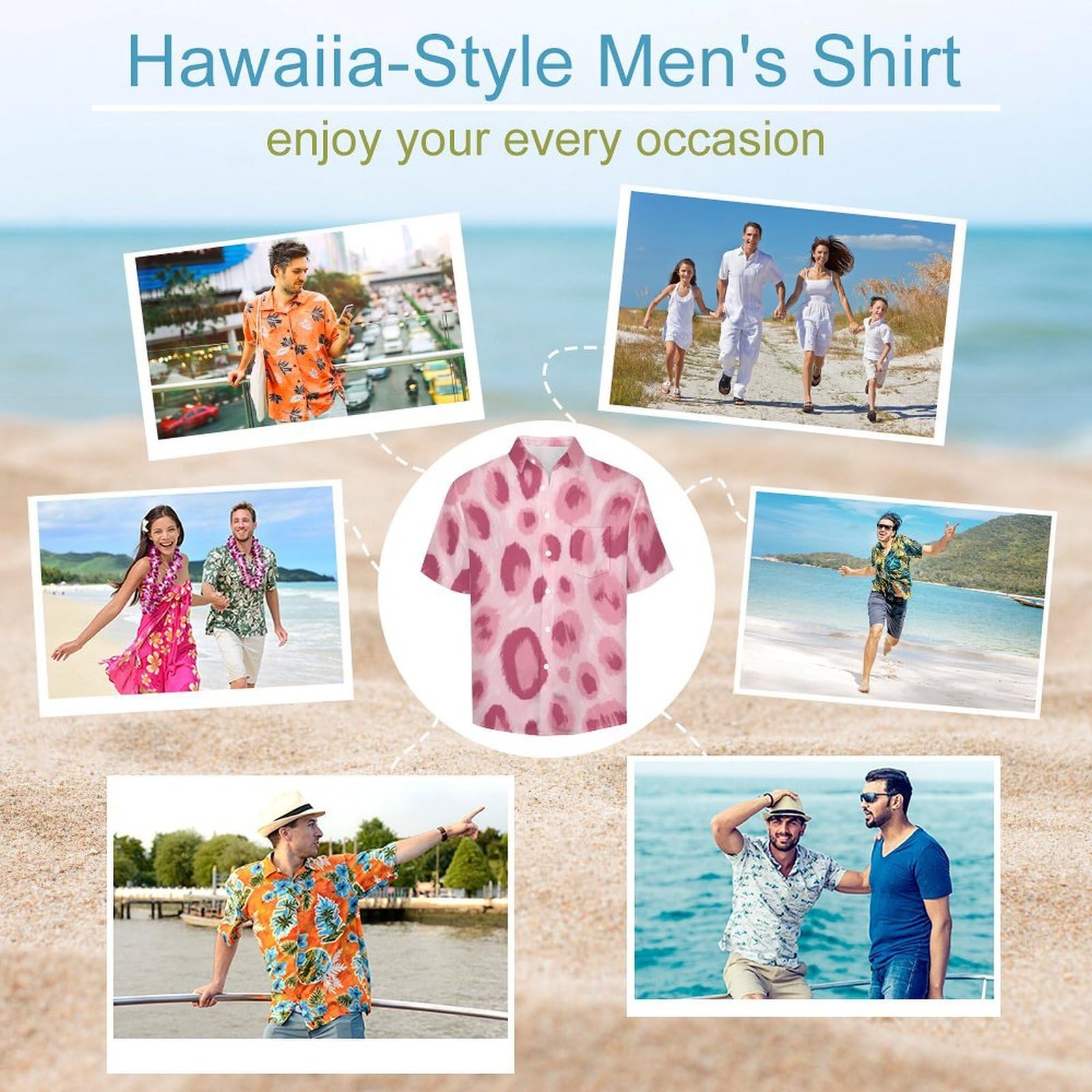 Camicia Casual da Uomo, Stampa Leopardata Astratta Stampa Maglietta Estiva a Maniche Corte Stile Disegno A Mano Casual Button Down Hawaiani Camicie Risvolto Spiaggia Top