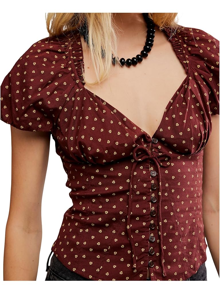 Purple Free People Summer Printed Blouse