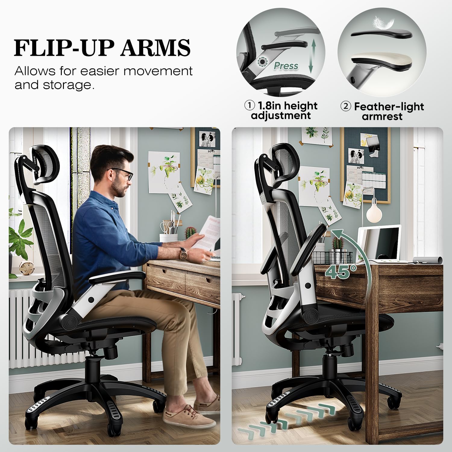 Amazon.co.jp: NexHut 人間工学に基づいたオフィスチェア、調節可能な