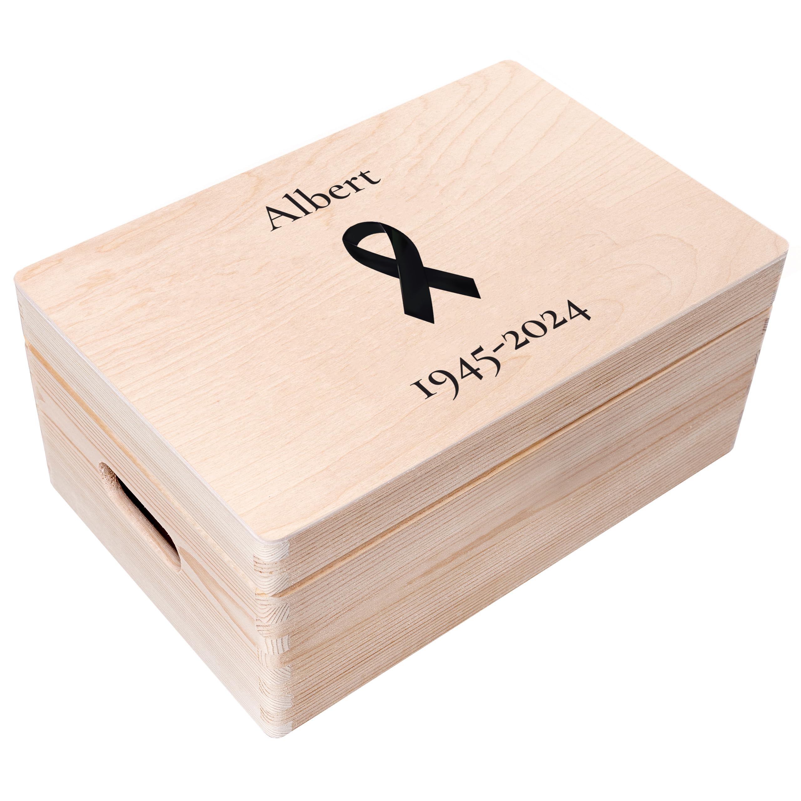 Creative Deco Personalised Memorial Mourning Memory Box Gift | Ribbon | In Loving Memory of Dad, Mum, Grandad, Grandma, Baby, Child | Name, Date & Text (Verse) Box