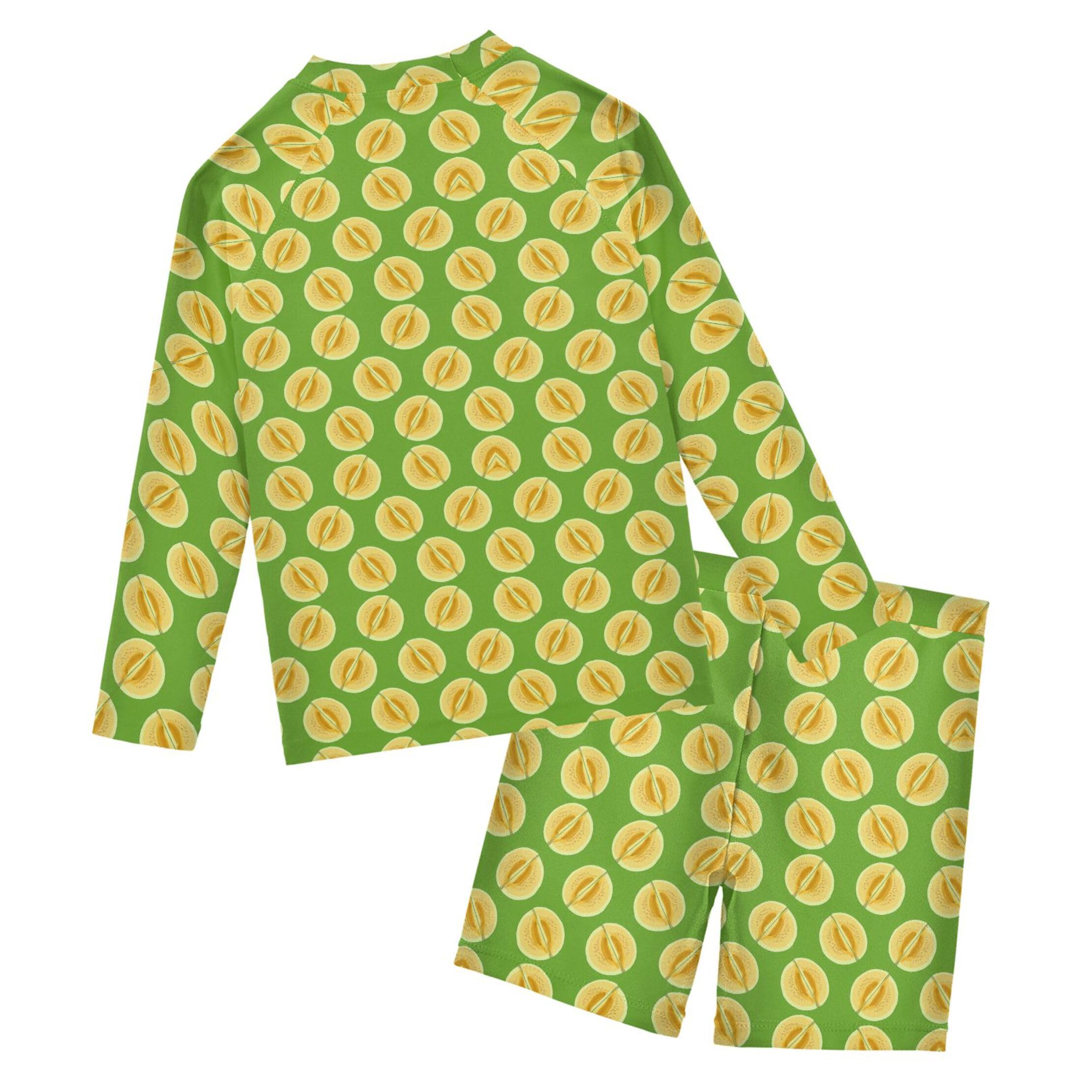 Cantaloupe Fruit Baby Boys' Toddler Long Sleeved Rashguard Swim Bathing Suit Set B0404894