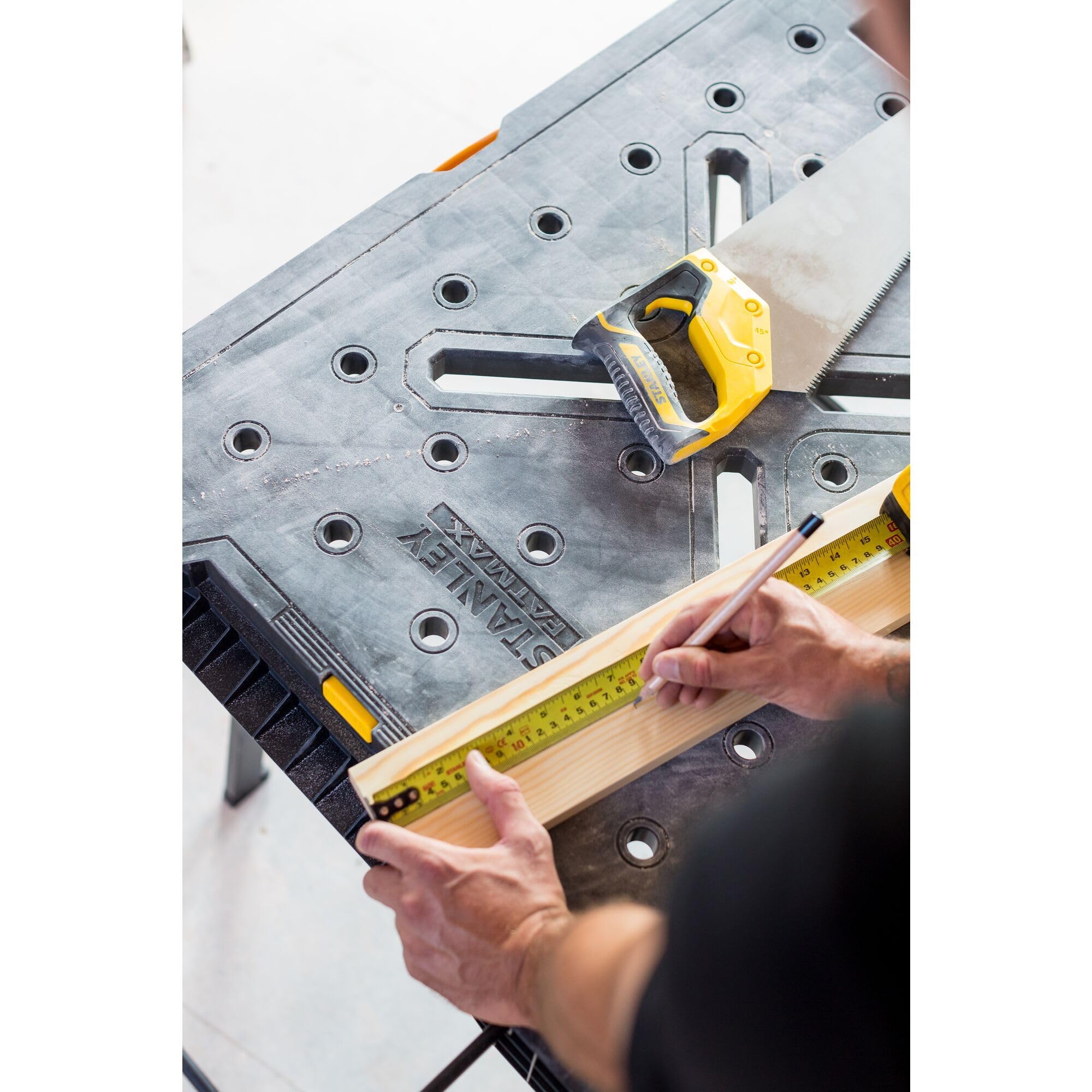 STANLEY FATMAX Express Banco da lavoro pieghevole - Piano di lavoro portatile con capacità di carico di 450 kg, compatibile con morsetti, peso di 10 kg, FMST1-75672