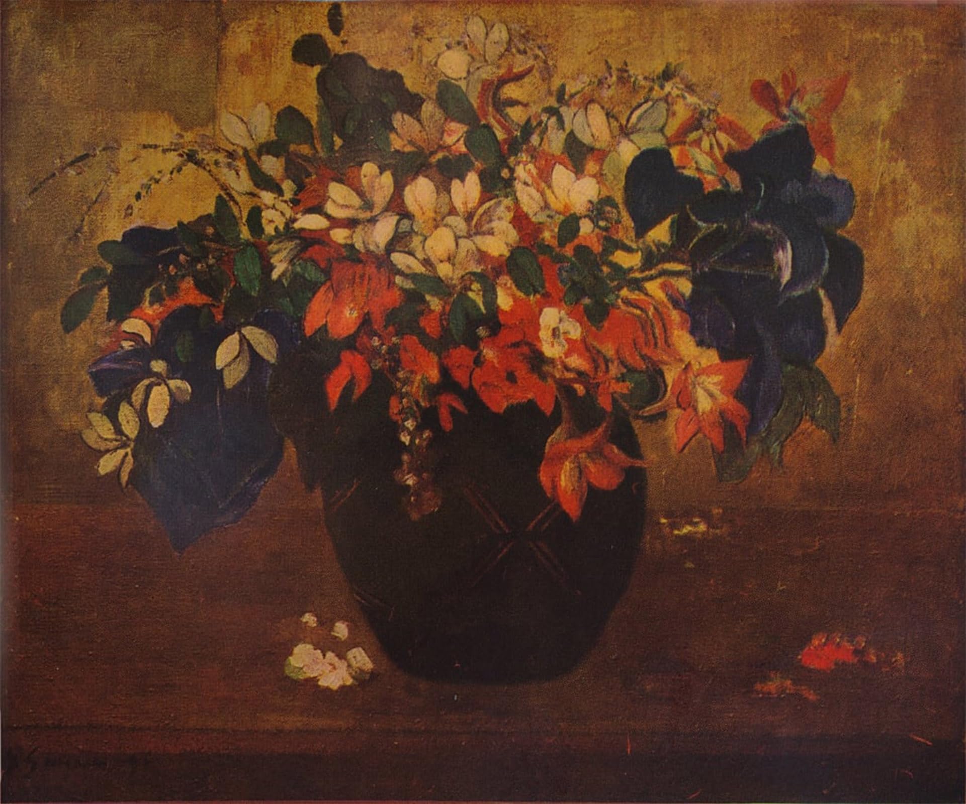ARTXLXXBN Famous Painting Canvas Artwork Graffiti Print a Vase of Flowers by Paul Gauguin Portrait Canvas Image for Home Decor 60x90cm