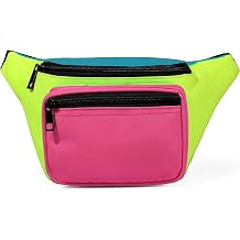 MIAIULIA 80s Neon Waist Fanny Pack for 80s Costumes,Festival Travel PartyRose Green Blue