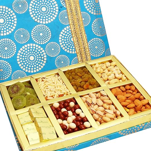 Ghasitaram Gifts Diwali Gifts Dry Fruits Hamper -Satin 8 Part Hamper Box