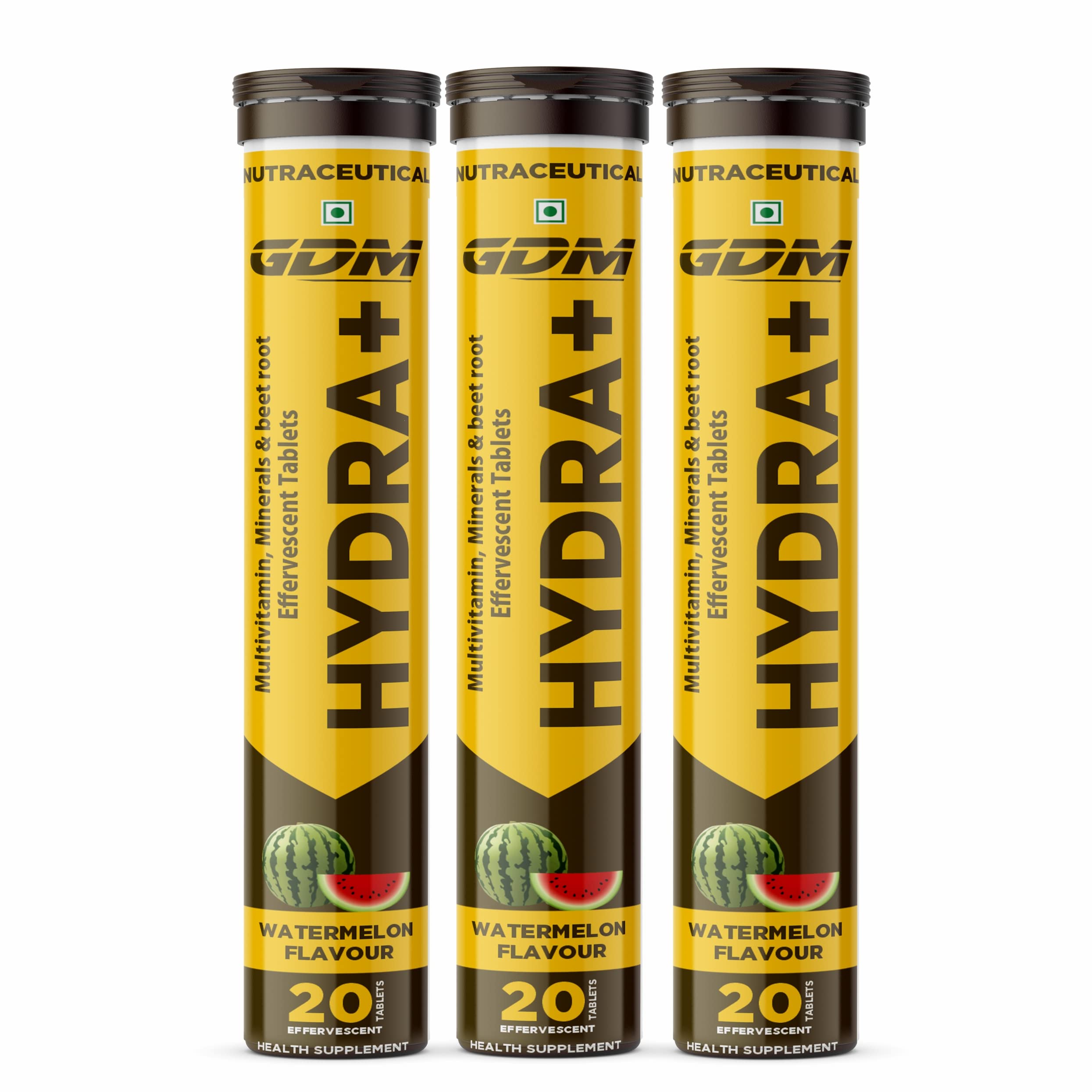 HYDRA + (ELECTROLYTES, ANTIOXIDANTS & CARBOHYDRATE) EFFERSVESCENT TABLETS (WATERMELON, PACK OF 60 TABLETS)