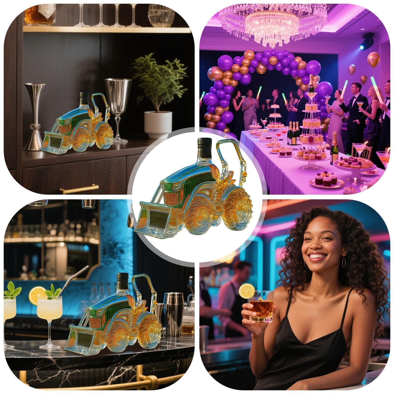 Bottiglie Whisky,Bottiglia Vino Trattore 3D Decorativa - Decanter in Decorazione per Bar Casa Whisky Amanti Famiglia Armadietto Uomo