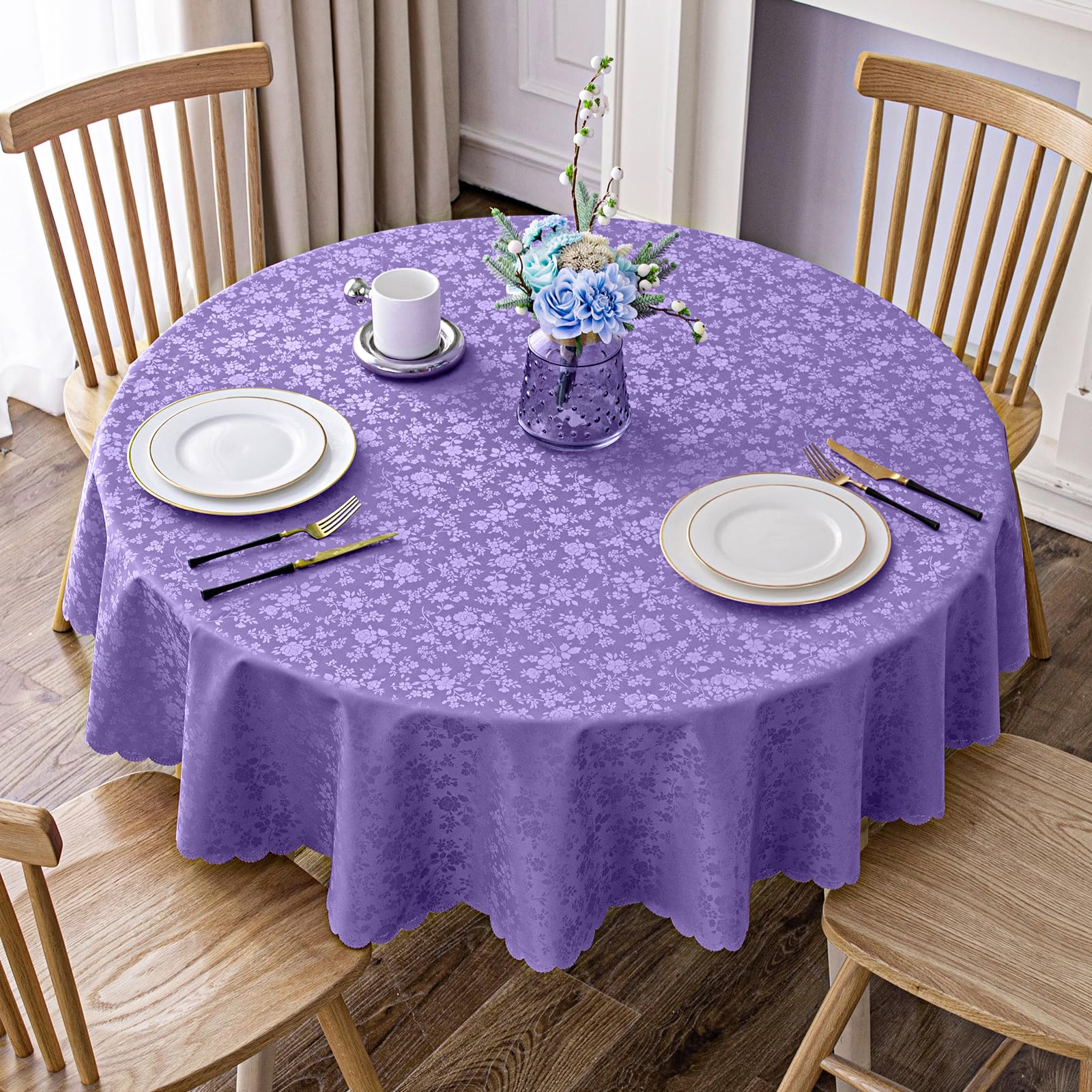Smiry Round Waterproof Heavy Duty Vinyl Tablecloths, 60 x 60 Inch
