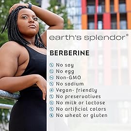 Earth\'s Splendor Berberine 500mg Capsules, Supports Metabolism (120ct Bottle, 2 Month Supply) Non-GMO, Vegan-Friendly